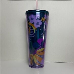 Starbucks Purple and Blue Floral Tumbler